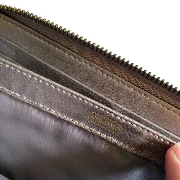 Coach Madison Gunmetal Pewter Metallic Accordion Zip Around Wallet New - Picture 7 of 14